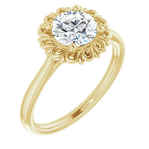 14K Yellow 6.5 mm Round Solitaire Engagement Ring Mounting