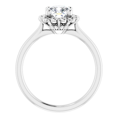 14K White 6x6mm Cushion Solitaire Engagement Ring Mounting