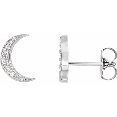1/10 CTW Natural Diamond Crescent Moon Earrings for Valentine's Day