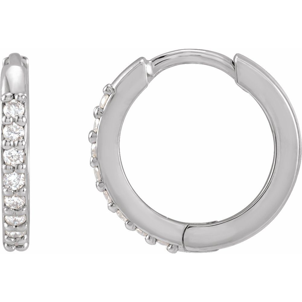 Platinum 1/6 CTW Natural Diamond 15 mm Huggie Earrings