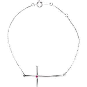 14K White Pink Tourmaline Sideways Cross Bracelet - Moijey Fine Jewelry and Diamonds