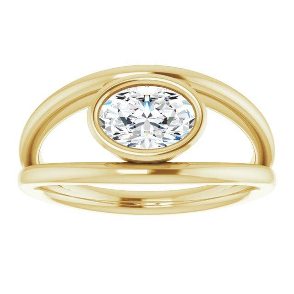Bezel Set Solitaire Ring With Oval Mounting - Moijey Fine Jewelry and Diamonds