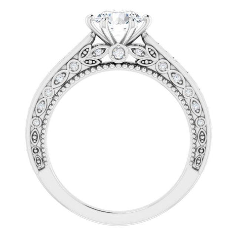 Vintage-Inspired Round Semi-Set Engagement Ring Setting