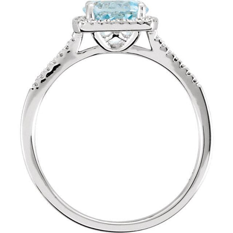 London Blue Topaz & .05 CTW Diamond Halo Ring - Moijey Fine Jewelry and Diamonds