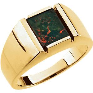Gentleman's 14K Yellow Gold Bloodstone Ring - Moijey Fine Jewelry and Diamonds