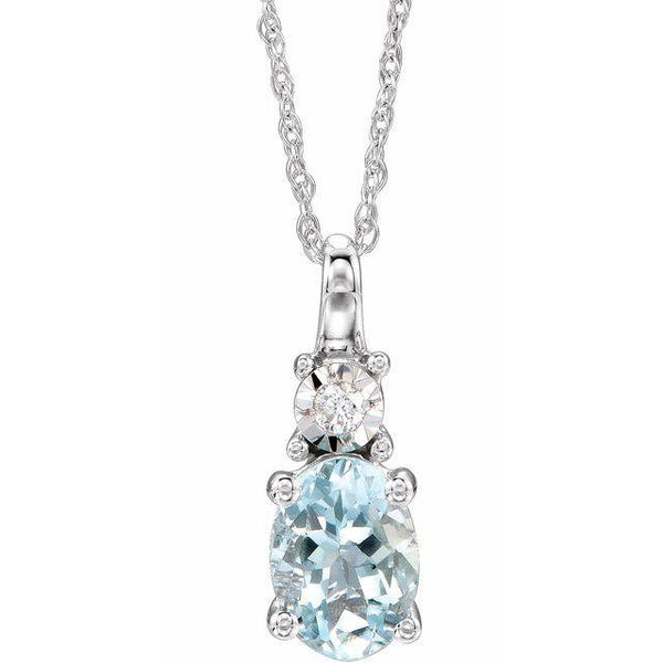 14K White Aquamarine & .02 CTW Diamond 18" Necklace