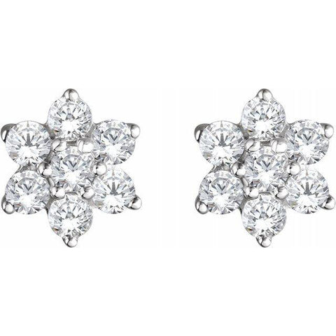 14K 3/8 CTW Diamond Flower Earrings