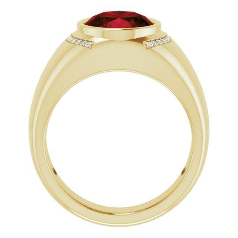 Mozambique Garnet & Diamond Bezel-Set Ring