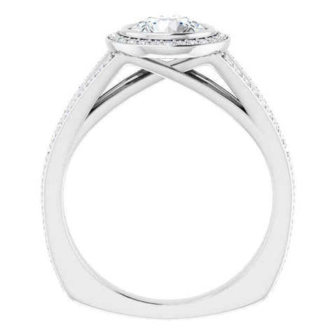Bezel-Set Halo-Style Engagement Ring Round Mounting - Moijey Fine Jewelry and Diamonds