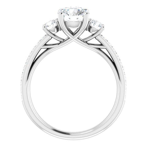 14k tri-stone Accented engagement ring