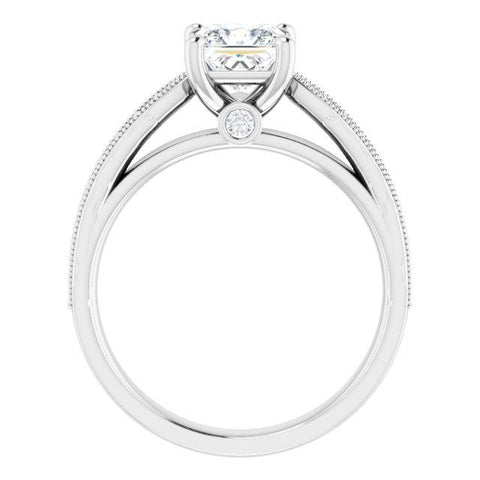 Princess-Cut Vintage Semi-Set Engagement Ring Setting