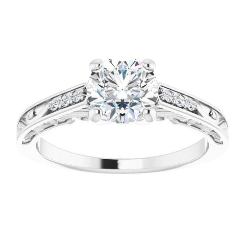 Round Vintage-Inspired Filigree Semi-Set Engagement Ring