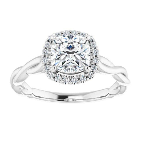 Shining Infinite Halo Cushion Engagement Ring - Moijey Fine Jewelry and Diamonds