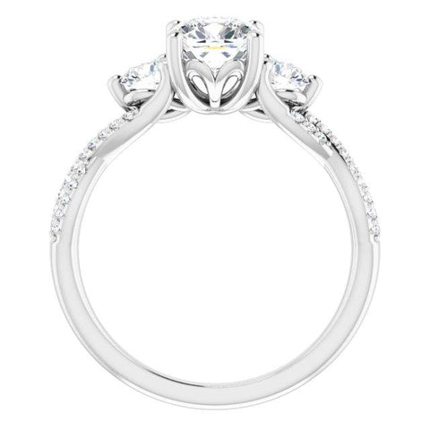 Three-Stone Infinity-Inspired Cushion Engagement Ring Mounting - Moijey Fine Jewelry and Diamonds
