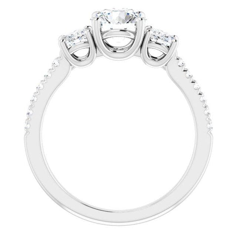 French-Set Three-Stone Round Engagement Ring Setting