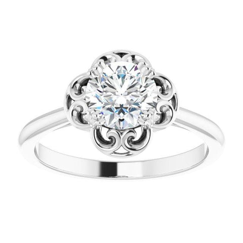 Round Filigree Solitaire Engagement Ring - Moijey Fine Jewelry and Diamonds