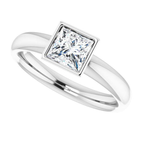 Sleek Bezel Solitaire Princess Cut Engagement Ring - Moijey Fine Jewelry and Diamonds