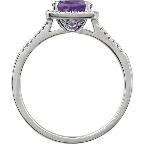 Sterling Silver Amethyst & .01 CTW Diamond Ring - Moijey Fine Jewelry and Diamonds