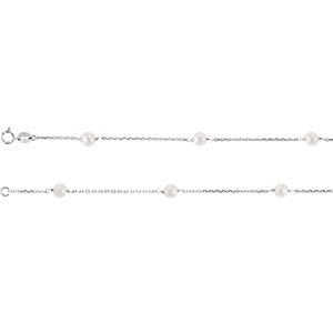 14K White Freshwater Cultured Pearl Station 18" Necklace - Moijey Fine Jewelry and Diamonds