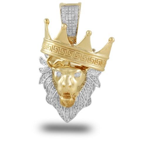 14KY 0.35ctw Diamond Lion Head with Crown
