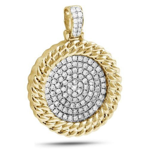 14KY 2.00ctw Diamond Medallion with Miami Cuban Border - Moijey Fine Jewelry and Diamonds