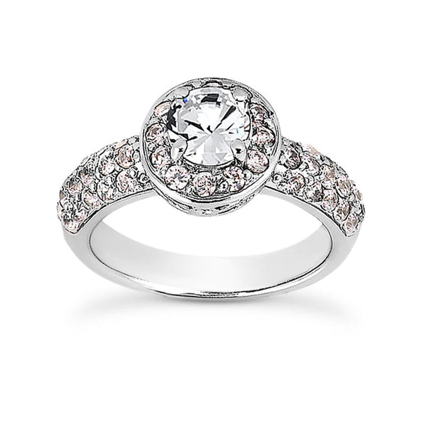 Sweet Pave Halo Engagement Ring