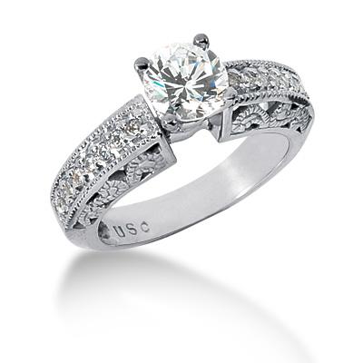 Fancy Antique-Styled .32CTW Diamond Semi-Mount 6.5mm Center - Moijey Fine Jewelry and Diamonds