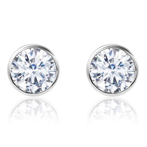 One Carat Bezel Set Diamond Stud Earrings