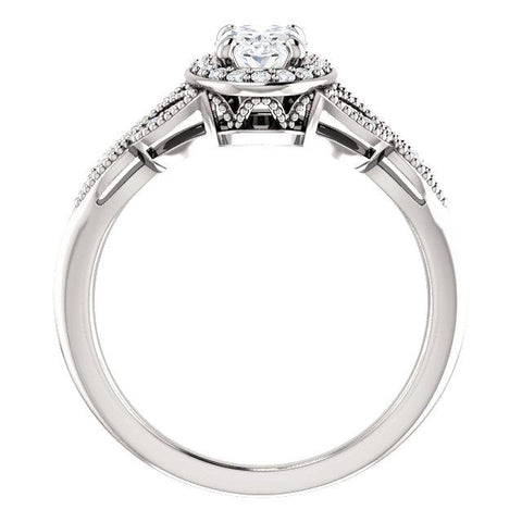 14K White 7x5mm Oval 1/6 CTW Diamond Semi-Set Engagement Ring - Moijey Fine Jewelry and Diamonds