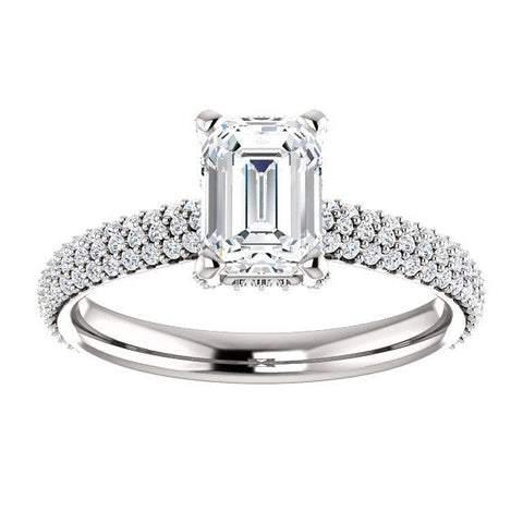 Pave Accented Emerald-Cut Engagement Ring Setting - Moijey Fine Jewelry and Diamonds