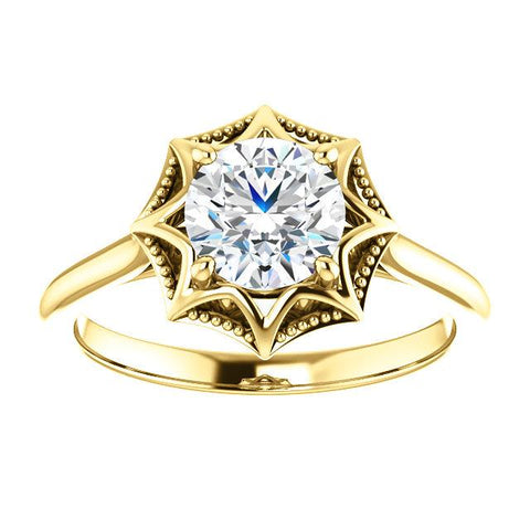 Round Sunburst Solitaire Ring Mounting - Moijey Fine Jewelry and Diamonds