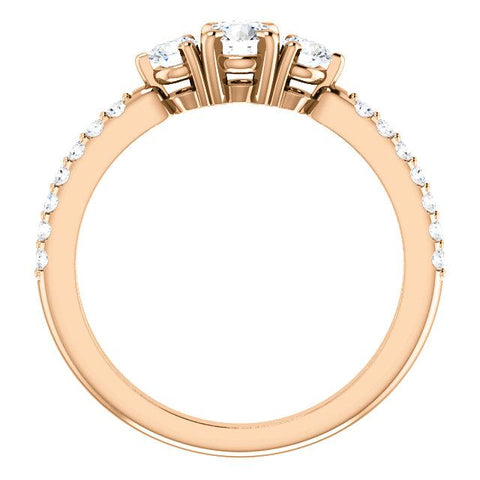 4K Rose 4.1mm Round 1/3 CTW Diamond 3-Stone Engagement Ring - Moijey Fine Jewelry and Diamonds