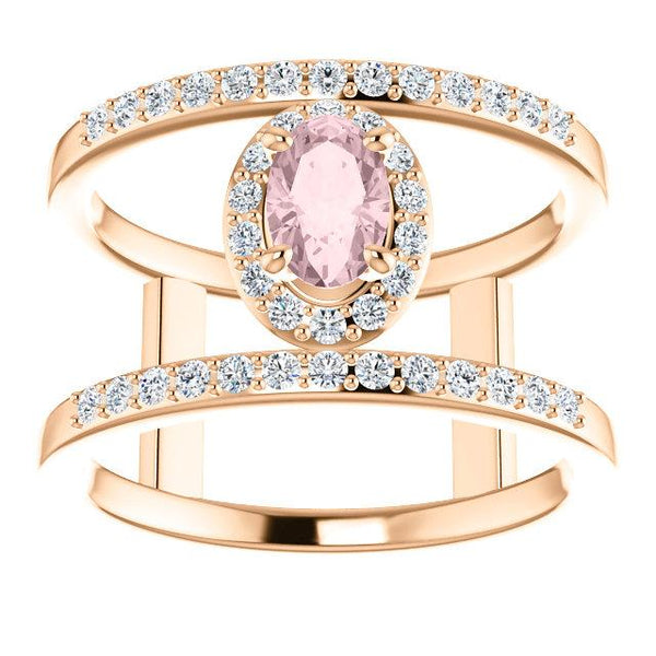 Rose Gold and Morganite Open Space Diamond Ring