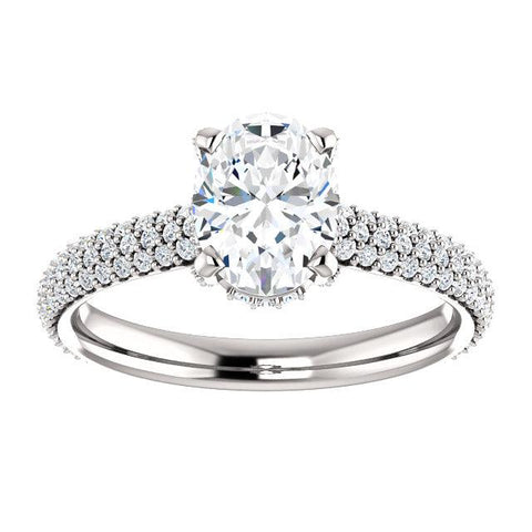 Pave Accented Oval Engagement Ring Setting - Moijey Fine Jewelry and Diamonds