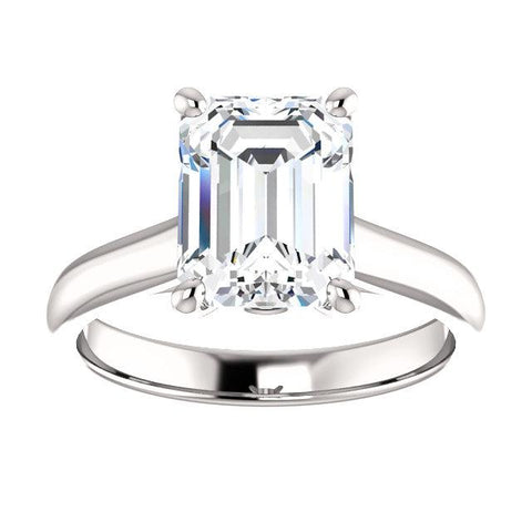 14K White 7x5 mm Emerald .04 CTW Diamond Semi-set Engagement Ring - Moijey Fine Jewelry and Diamonds