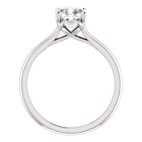 14K White 6 mm Cushion Solitaire Engagement Ring Mounting - Moijey Fine Jewelry and Diamonds