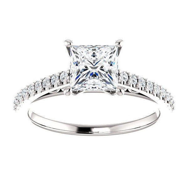 14K White 5.5x5.5mm Square 1/5 CTW Diamond Semi-Set Engagement Ring