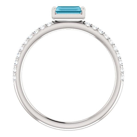 London Blue Topaz & 1/6 CTW Diamond Stackable Ring - Moijey Fine Jewelry and Diamonds