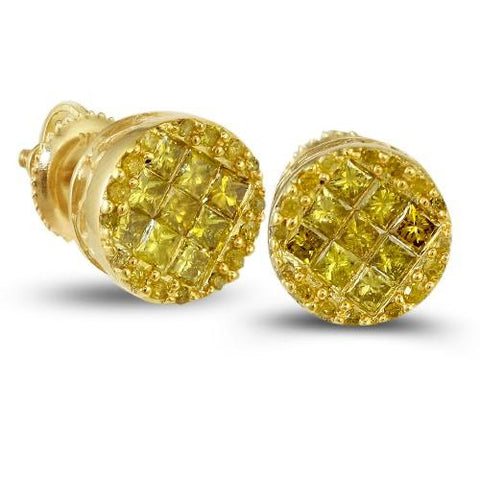 10KY 1.00ctw Yellow PC Diamond Round Earrings - Moijey Fine Jewelry and Diamonds