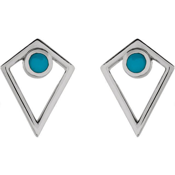 Turquoise Cabochon Pyramid Earrings
