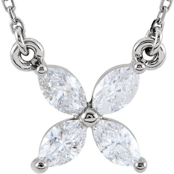 Floral Diamond Cluster 16" Necklace
