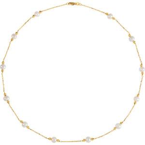14K Yellow Freshwater Cultured Pearl & Bead Station 18" Necklace