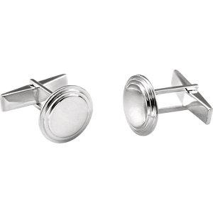 Sterling Silver Engravable Round Cuff Links