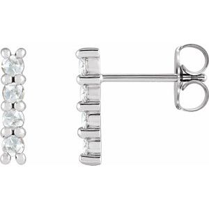 Sterling Silver 1/6 CTW Rose-Cut Natural Diamond Bar Earrings