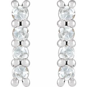 Sterling Silver 1/6 CTW Rose-Cut Natural Diamond Bar Earrings