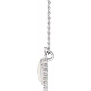 Sterling Silver Natural White Opal & 1/6 CTW Natural Diamond 
 16-18" Necklace