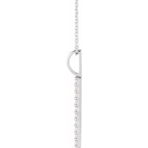 Sterling Silver 1/6 CTW Natural Diamond Vertical Bar 16-18" Necklace