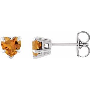 Sterling Silver Natural Citrine Stud Earring