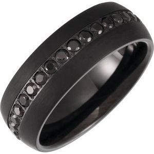 Tungsten Black PVD 8 mm Imitation Black Zircon Comfort-Fit Band Size 10