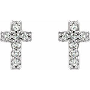 Sterling Silver .06 CTW Natural Diamond Cross Earrings